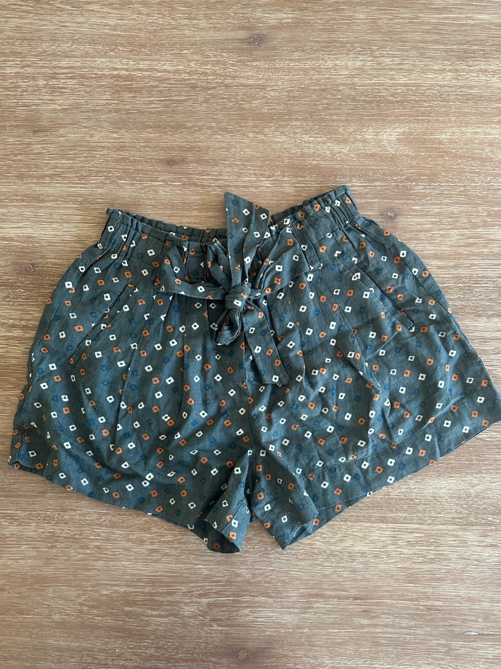 Anthropologie High-Waist Tie Front Printed Women’s Shorts - Olive